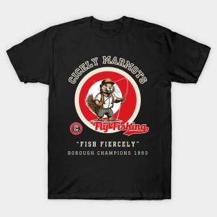 Cicely Marmots Varsity Fly Fishing T-Shirt